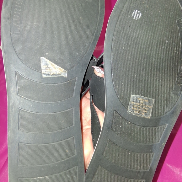 Ralph Lauren Black Sandals with White Stripes - Picture 5 of 5